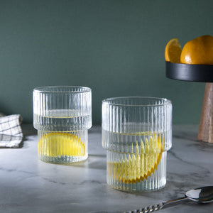 Ribbed Glass Carafe Standard (Set of 2) Glasses June Trading