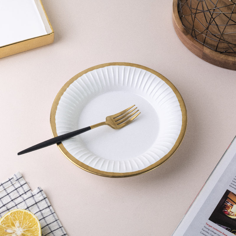 Aurulent Rim Crinkled Starter Plate (8 Inches) Pasta Bowl June Trading