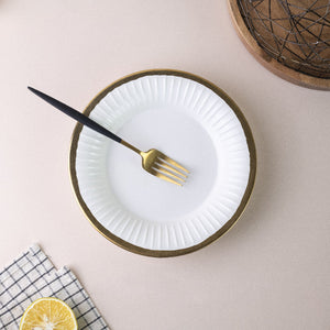 Aurulent Rim Crinkled Starter Plate (8 Inches) Pasta Bowl June Trading