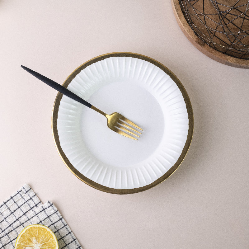 Aurulent Rim Crinkled Starter Plate (8 Inches) Pasta Bowl June Trading