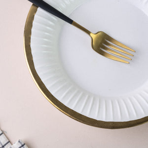 Aurulent Rim Crinkled Starter Plate (8 Inches) Pasta Bowl June Trading