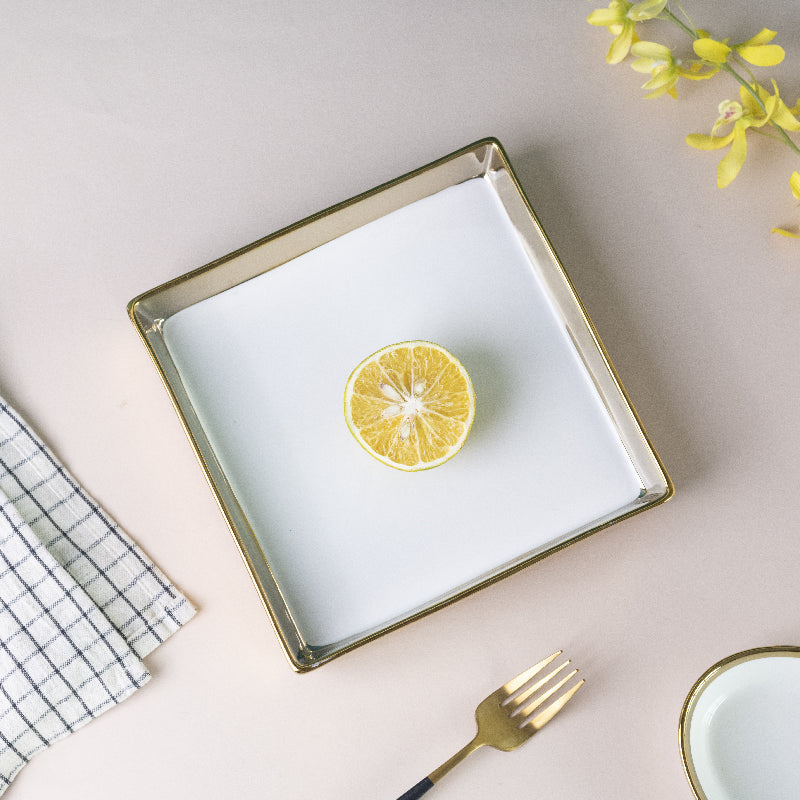 Aurulent Square Starter Plate (7 Inches) Serving Tray June Trading