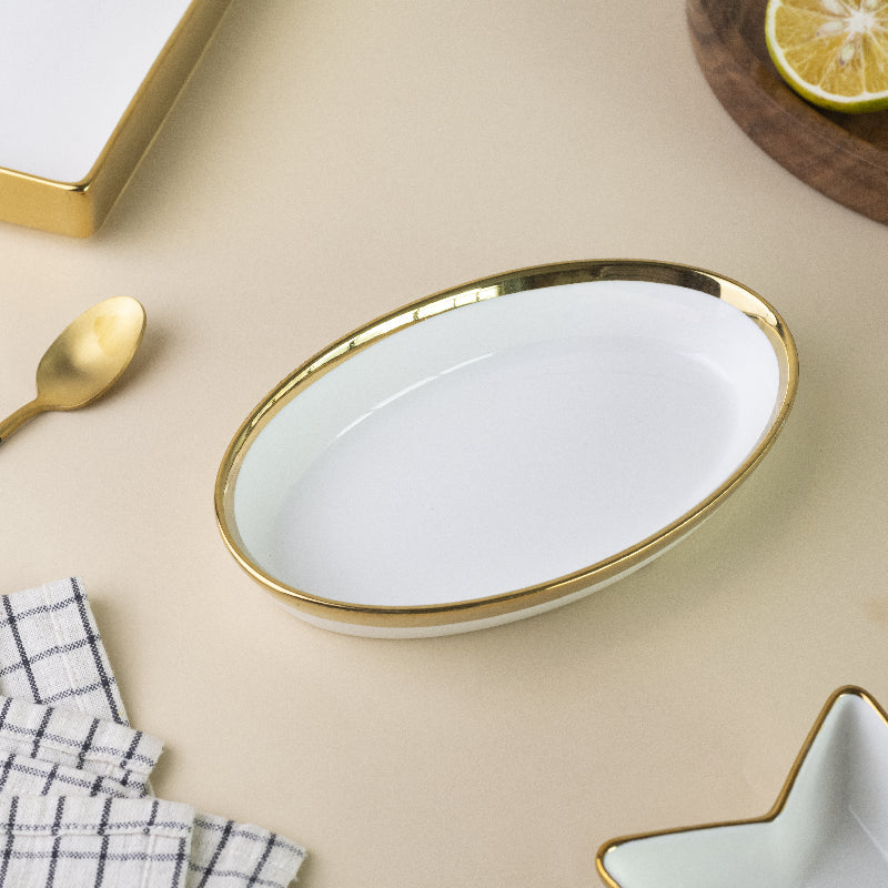 Aurulent Edge Small Oval Tray Serving Tray June Trading