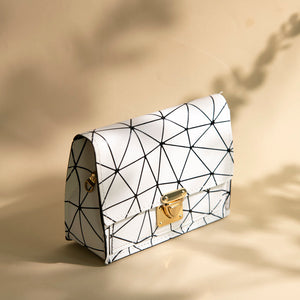 Geometric Abstract Sling Bag Women Sling Bag June Trading Pearl White