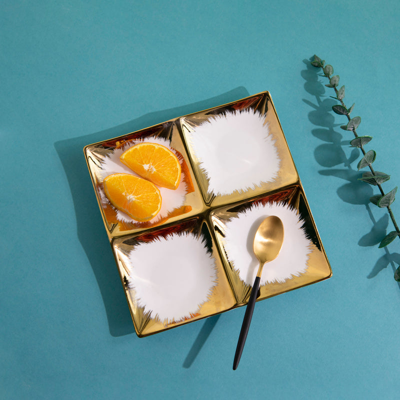 Aurulent Pattern 4 Sectioned Snack Platter Serving Plates June Trading