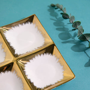 Aurulent Pattern 4 Sectioned Snack Platter Serving Plates June Trading