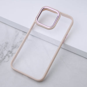 Apple iPhone 14 Pro Acrylic Edge Metallic Transparent Case Mobile Phone Cases June Trading Salmon Pink