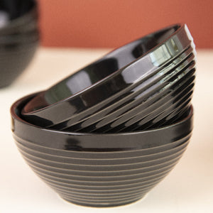 Bold Black Swirl Bowl (Set of 4) Bowls June Trading