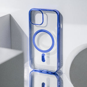 Metallichrome Saphire Blue Magsafe Clear iPhone Cover Mobile Phone Cases June Trading iPhone 14 Plus