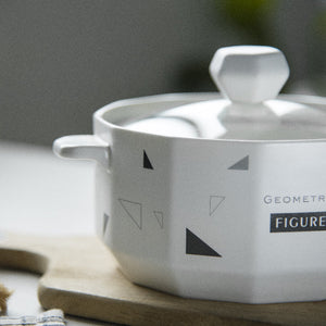 Nordic Shapes Ceramic Casserole With Lid Casserole June Trading