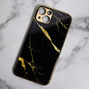 Marble Pattern Rose Gold Edge iPhone 14 Case iPhone 14 June Trading Jade Black
