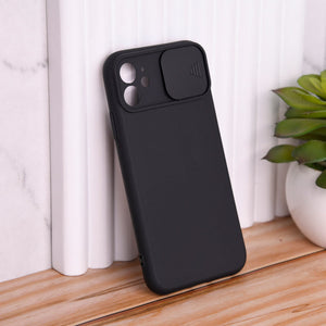 Solid Colour Silicon Case With Camera Slider For Apple iPhone 11 iPhone 11 June Trading Onyx Black