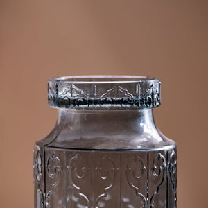 Vintage Motif Embossed Glass Vase Vases June Trading