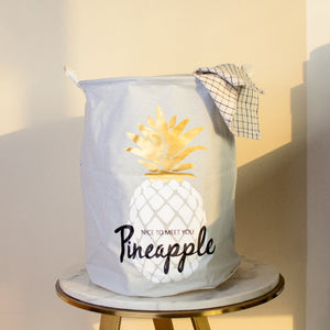 Pineapple Print Laundry Basket Laundry Bag June Trading Pineapple - Grey
