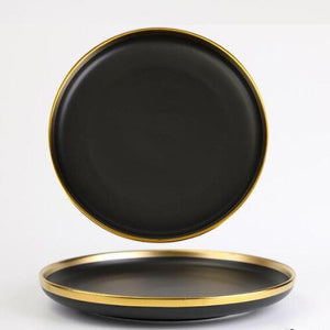 Jet Black Gold Rimmed Starter Plate Starter Plates June Trading