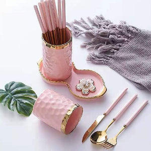 Decorous Cutlery Stand & Tray Cutlery Stand June Trading Blush Pink