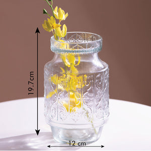 Vintage Motif Embossed Glass Vase Vases June Trading