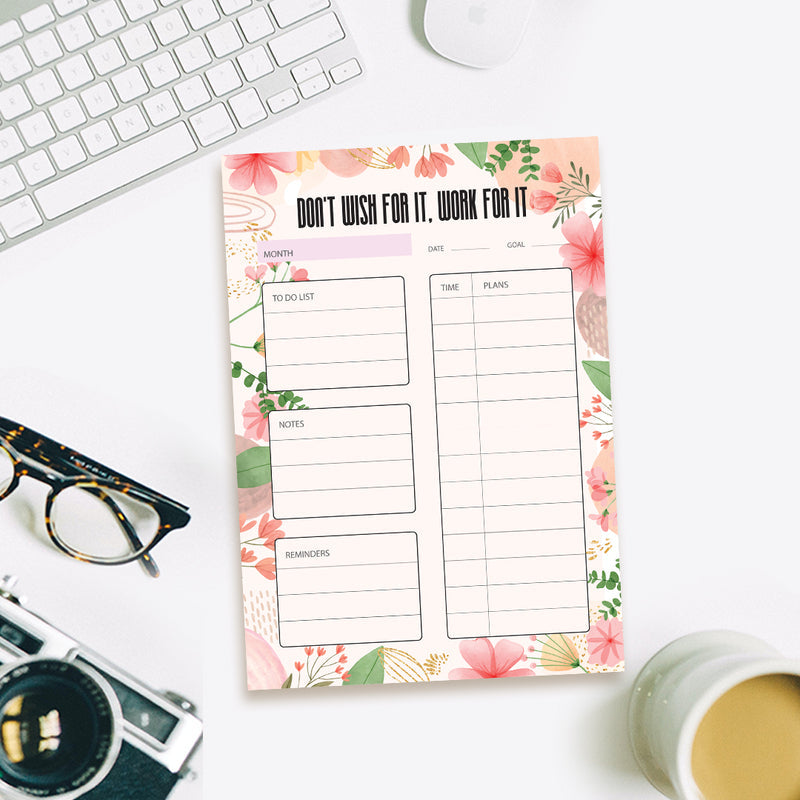 Don't Wish For It Work For It Tear-Away Monthly Planner Planners June Trading