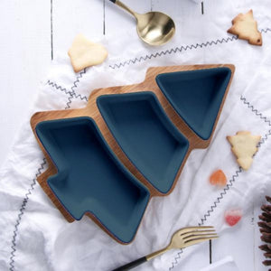 Christmas Tree Shaped Serving Tray Serving Plates June Trading Denim Blue