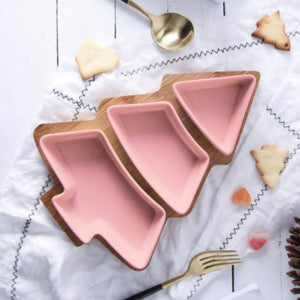 Christmas Tree Shaped Serving Tray Serving Plates June Trading Carnation Pink