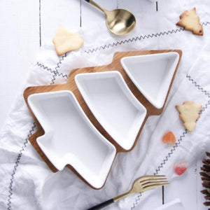 Christmas Tree Shaped Serving Tray Serving Plates June Trading Ivory White