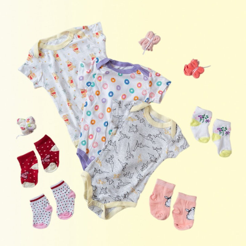 Baby Pooh Print Romper Set - (Pack of 10) Baby Gift Set June Trading