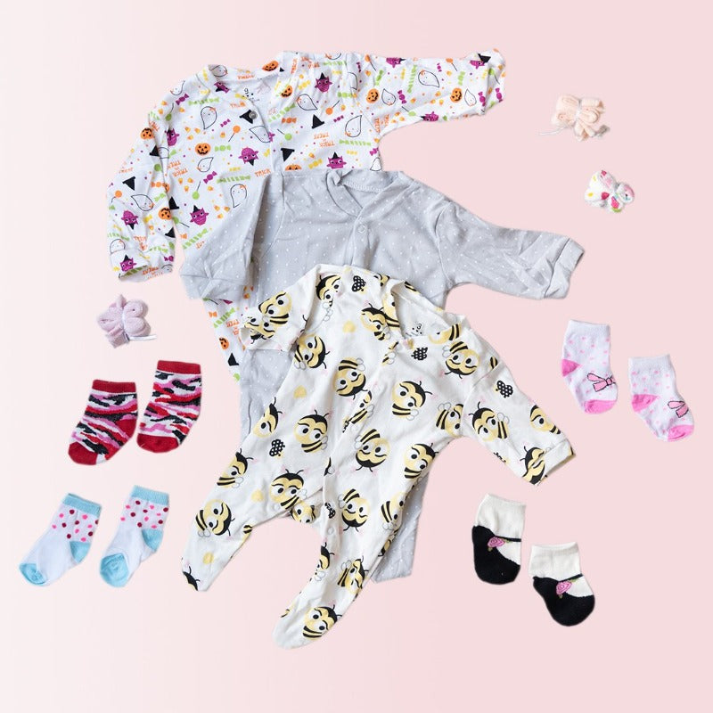 Baby Honey Bee Print Romper Set - (Pack of 10) Baby Gift Set June Trading