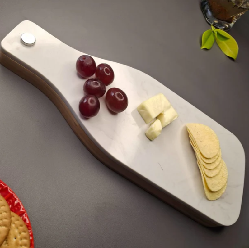 Wooden Cheese Platter Set With Marble Board And Cheese Cutlery Style 1