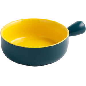 Ceramic Bowl with Handle Serving Bowls June Trading Emerald and Yellow
