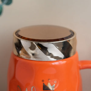 Trendy Ceramic Mug With Screw-On Lid Coffee Mugs June Trading