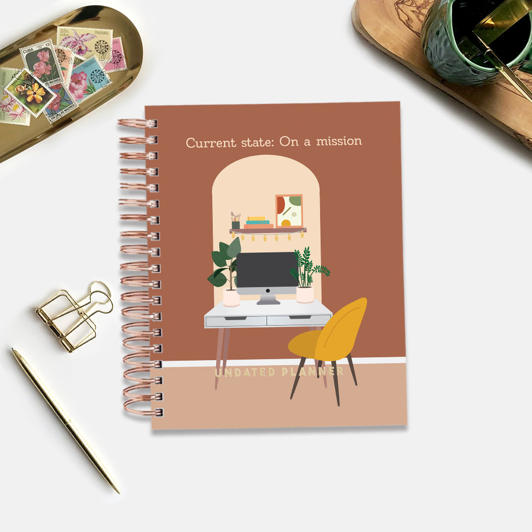 Undated Yearly Planner - Current State: On A Mission + Ultimate Sticker Book