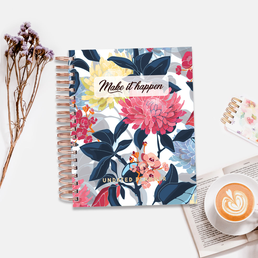 Undated Yearly Planner - Make It Happen + Ultimate Sticker Book