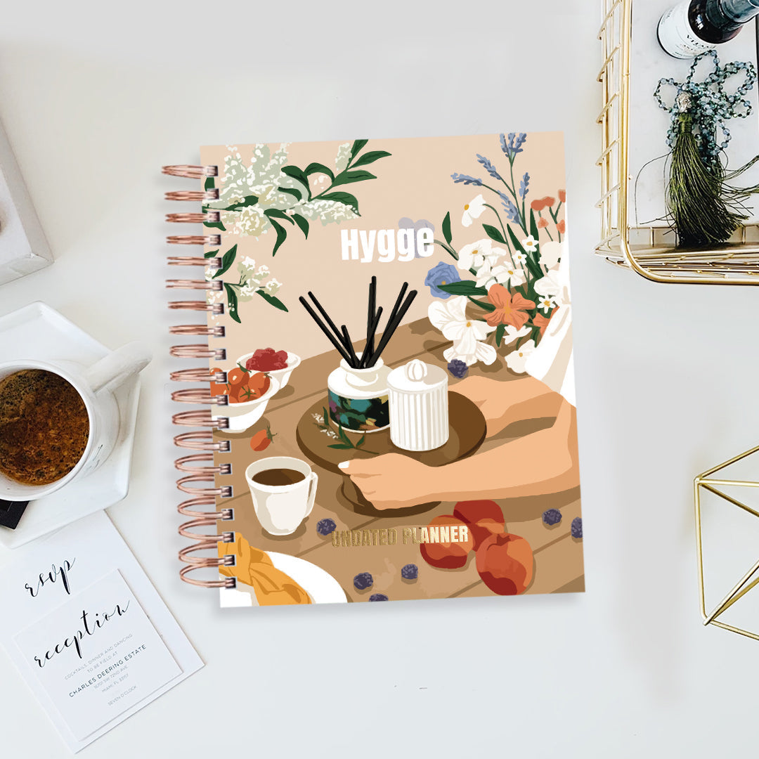Undated Yearly Planner - Hygge (2023 Collection) + Ultimate Sticker Book Undated Planners June Trading