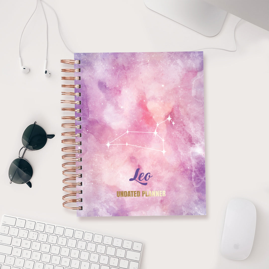Undated Yearly Planner - Leo (2023 Collection) + Ultimate Sticker Book Undated Planners June Trading