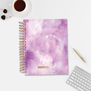 Undated Yearly Planner - Aries (2023 Collection) + Ultimate Sticker Book Undated Planners June Trading