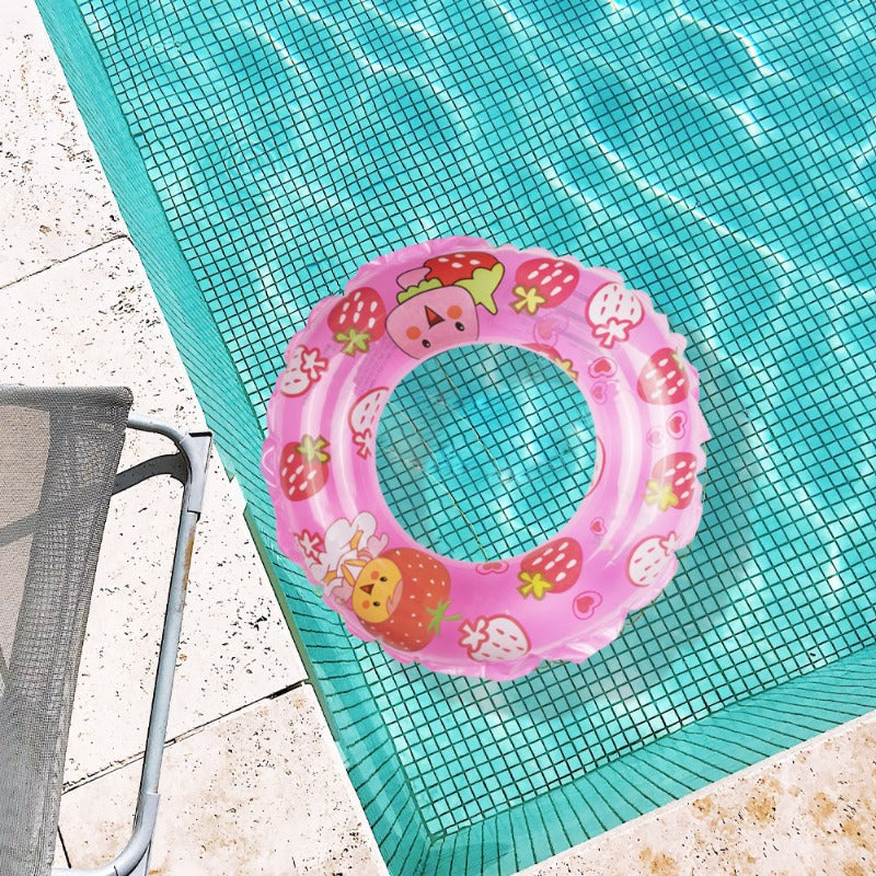 Happy Strawberry Inflatable Swim Ring For Kids Swimming Tubes ERL