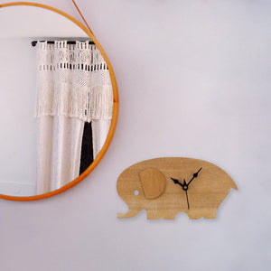 Wooden Elephant Clock Wall CLocks June Trading