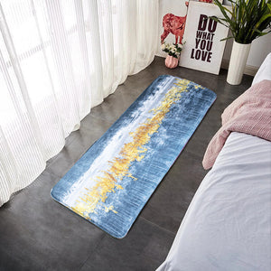 Blue & Gold Rustic Soft Feel Long Mat Runner Long Mats June Trading