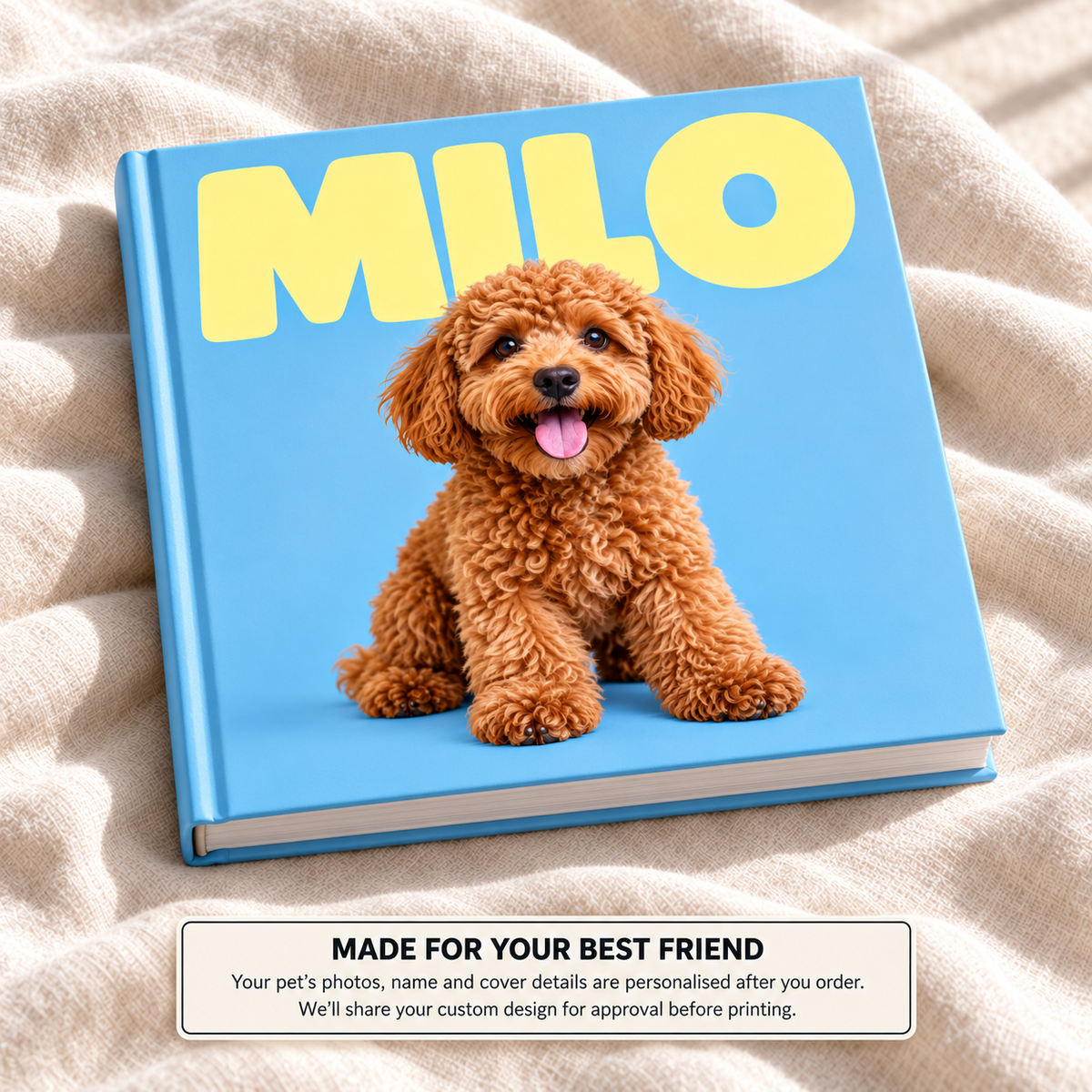 Milo — personalised pet photo book cover