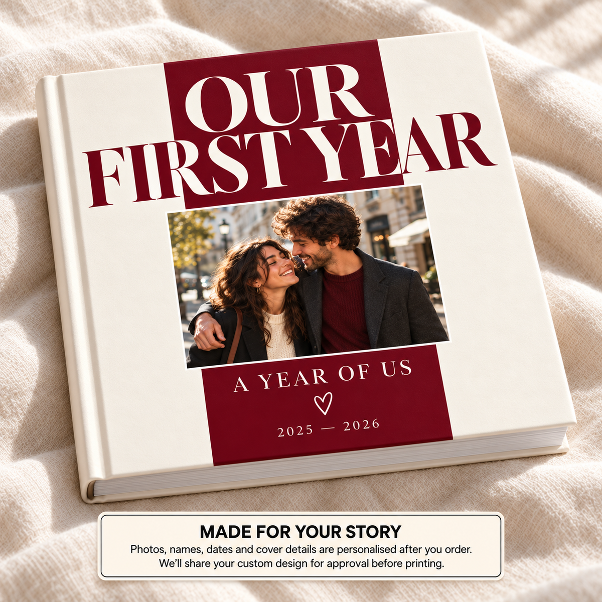 Our First Year — personalised couples & anniversary photo book cover