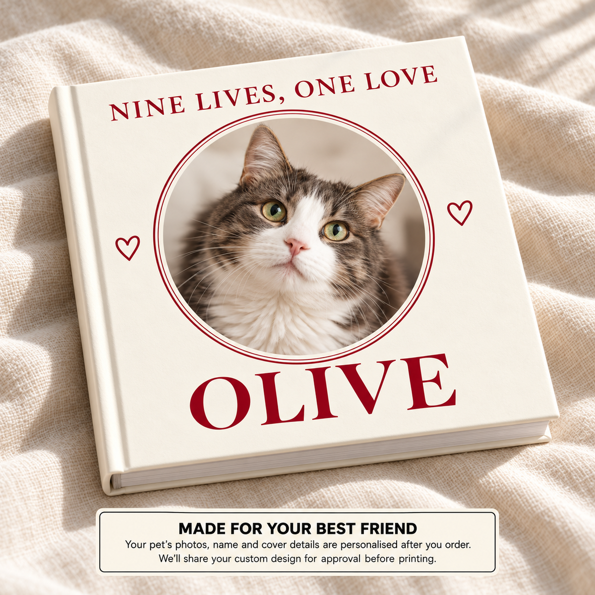 Olive — personalised pet photo book cover