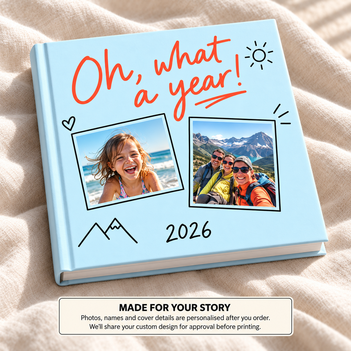 Oh What A Year — personalised year in review photo book cover