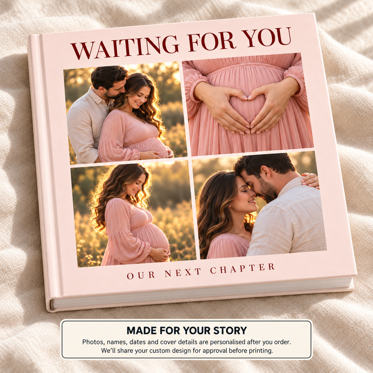 Waiting For You — personalised pregnancy & baby photo book cover