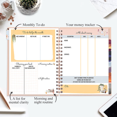 Undated Yearly Planner (2025 Collection) Out Do Me + Ultimate Sticker Book