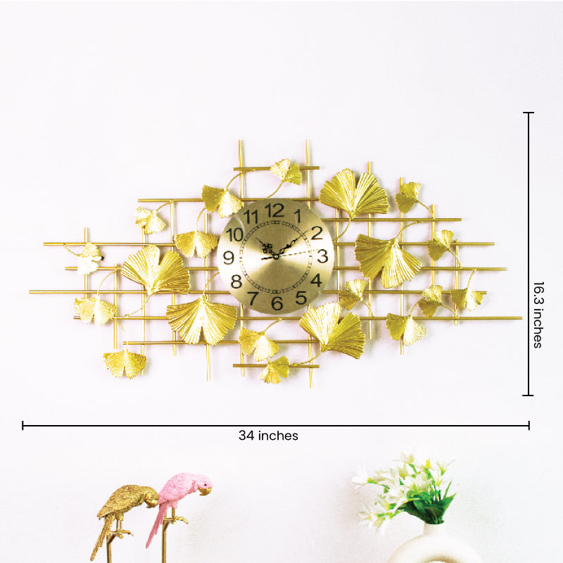 Ornate Gingko Vine Wall Clock