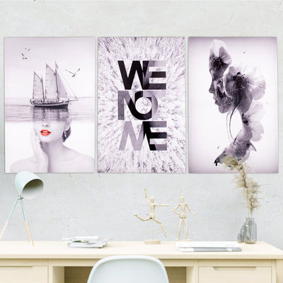 Pristine & Monochrome Abstract Canvas Painting (Set of 3) Canvas Painting June Trading   