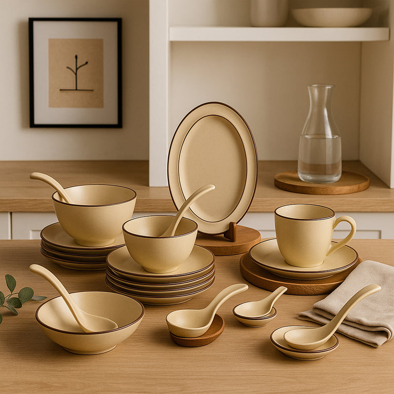 Orphic Beige 36 Piece Luxury Dinner Set
