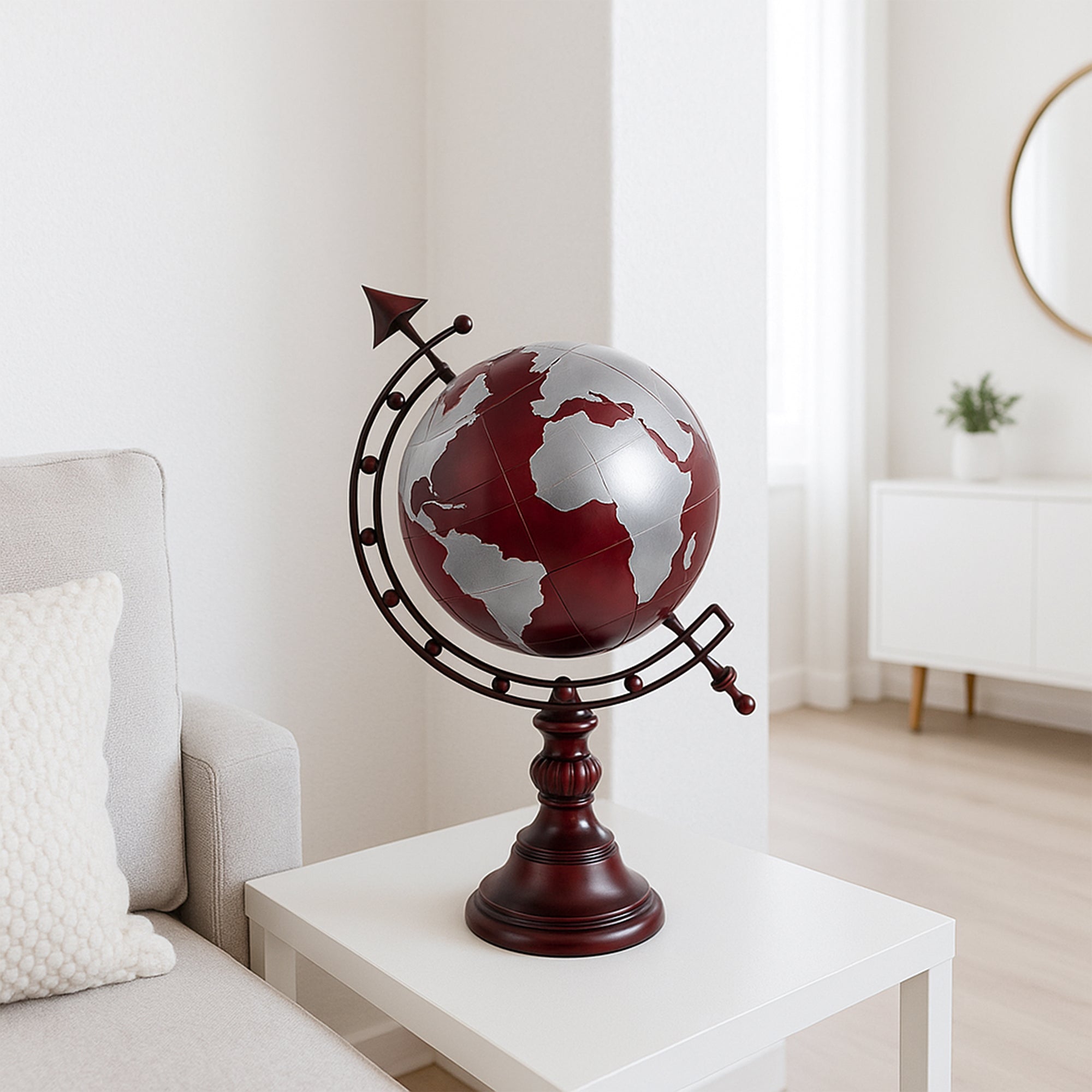 Vintage Red & Silver Globe Artifact