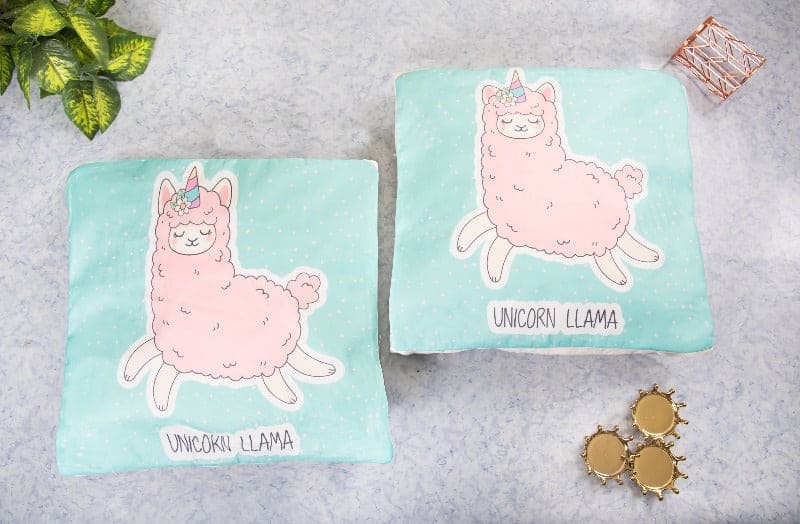 Unicorn Llama Print Cushion Cover (Set of 2)