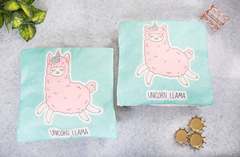Unicorn Llama Print Cushion Cover (Set of 2) Cushion Cover June Trading   